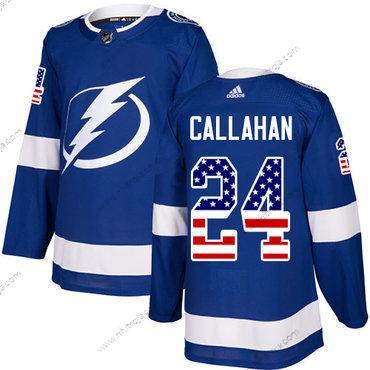 Adidas Herrar Tampa Bay Lightning #24 Ryan Callahan Blå Autentisk USA Flag Stitched NHL Hemma Tröjor