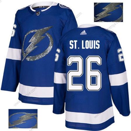 Adidas Herrar Tampa Bay Lightning #26 Martin St. Louis Blå Autentisk Guld Stitched NHL Hemma Tröjor