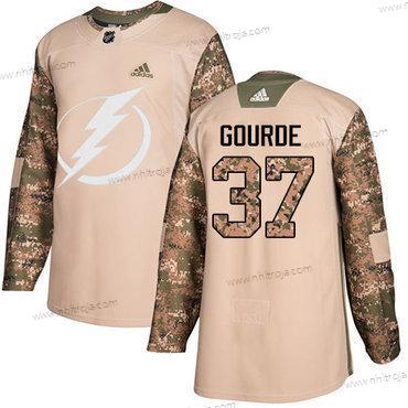 Adidas Herrar Tampa Bay Lightning #37 Yanni Gourde Camo Autentisk 2017 Veterans Day Stitched NHL Tröjor