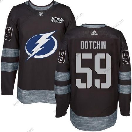 Adidas Herrar Tampa Bay Lightning #59 Jake Dotchin Svart 1917-2017 100th Jubileum Stitched NHL Tröjor