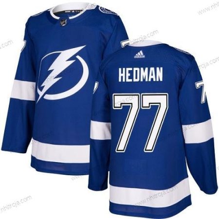 Adidas Herrar Tampa Bay Lightning #77 Victor Hedman Blå Autentisk Stitched NHL Hemma Tröjor