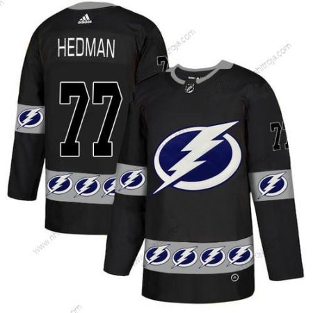 Adidas Herrar Tampa Bay Lightning #77 Victor Hedman Svart Team Logos Tröjor