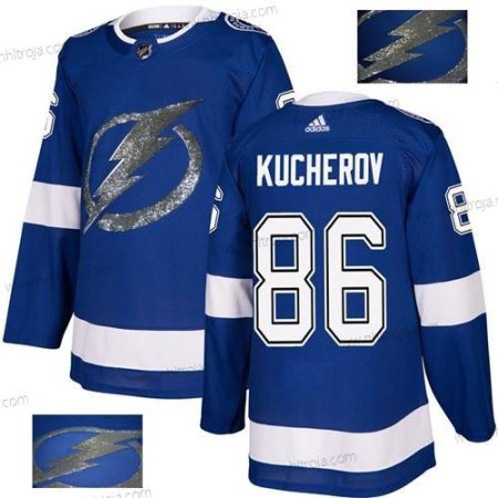 Adidas Herrar Tampa Bay Lightning #86 Nikita Kucherov Blå Autentisk Guld Stitched NHL Hemma Tröjor