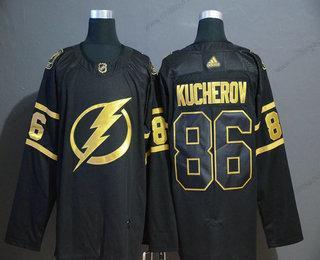 Adidas Herrar Tampa Bay Lightning #86 Nikita Kucherov Svart Golden Stitched NHL Tröjor