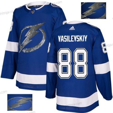 Adidas Herrar Tampa Bay Lightning #88 Andrei Vasilevskiy Blå Autentisk Guld Stitched NHL Hemma Tröjor