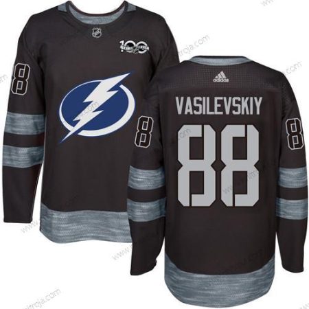 Adidas Herrar Tampa Bay Lightning #88 Andrei Vasilevskiy Svart 1917-2017 100th Jubileum Stitched NHL Tröjor