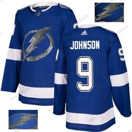 Adidas Herrar Tampa Bay Lightning #9 Tyler Johnson Blå Autentisk Guld Stitched NHL Hemma Tröjor