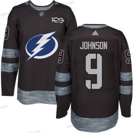 Adidas Herrar Tampa Bay Lightning #9 Tyler Johnson Svart 1917-2017 100th Jubileum Stitched NHL Tröjor