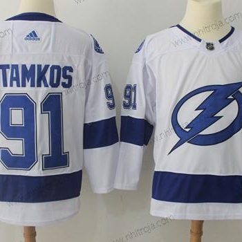 Adidas Herrar Tampa Bay Lightning #91 Steven Stamkos Vit Road Autentisk Stitched NHL Tröjor