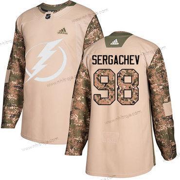 Adidas Herrar Tampa Bay Lightning #98 Mikhail Sergachev Camo Autentisk 2017 Veterans Day Stitched NHL Tröjor