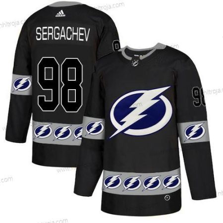 Adidas Herrar Tampa Bay Lightning #98 Mikhail Sergachev Svart Team Logos Tröjor