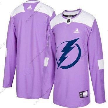 Adidas Herrar Tampa Bay Lightning Skräddarsydda Lila Rosa Hockey Bekämpar cancer Träning Tröjor