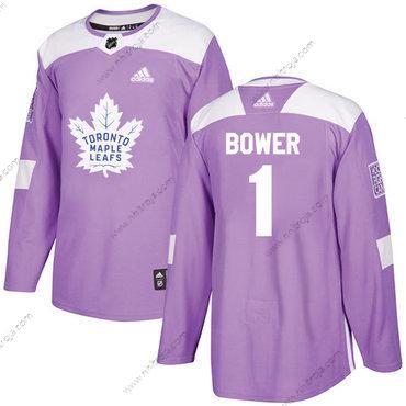 Adidas Herrar Toronto Maple Leafs #1 Johnny Bower Lila Autentisk Bekämpar cancer Stitched NHL Tröjor