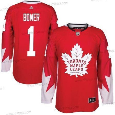 Adidas Herrar Toronto Maple Leafs #1 Johnny Bower Röd Team Kanada Autentisk Stitched NHL Tröjor