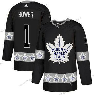 Adidas Herrar Toronto Maple Leafs #1 Johnny Bower Svart Team Logos Tröjor