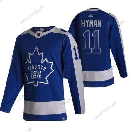 Adidas Herrar Toronto Maple Leafs #11 Zach Hyman Blå 2020-21 Omvänd Retro Alternativ NHL Tröjor