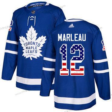 Adidas Herrar Toronto Maple Leafs #12 Patrick Marleau Blå Autentisk USA Flag Stitched NHL Hemma Tröjor