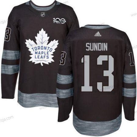 Adidas Herrar Toronto Maple Leafs #13 Mats Sundin Svart 100th Jubileum Stitched NHL 2017 Hockey Tröjor