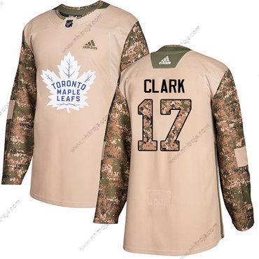 Adidas Herrar Toronto Maple Leafs #17 Wendel Clark Camo Autentisk 2017 Veterans Day Stitched NHL Tröjor