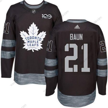 Adidas Herrar Toronto Maple Leafs #21 Bobby Baun Svart 100th Jubileum Stitched NHL 2017 Hockey Tröjor