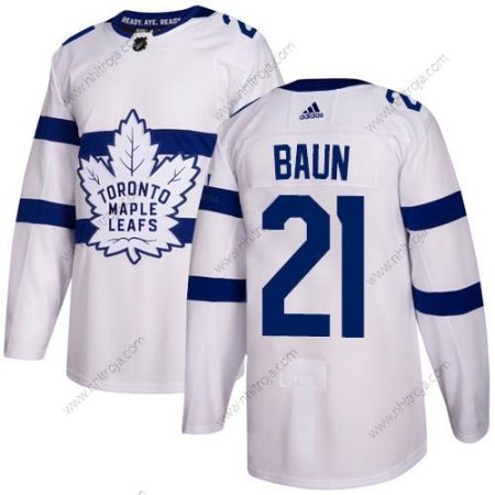 Adidas Herrar Toronto Maple Leafs #21 Bobby Baun Vit Autentisk 2018 Stadium Series Stitched NHL Tröjor