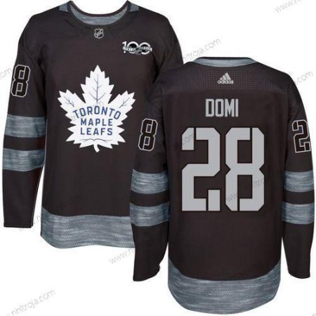 Adidas Herrar Toronto Maple Leafs #28 Tie Domi Svart 100th Jubileum Stitched NHL 2017 Hockey Tröjor