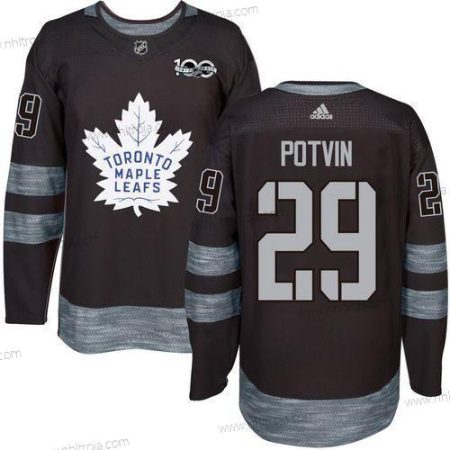 Adidas Herrar Toronto Maple Leafs #29 Felix Potvin Svart 100th Jubileum Stitched NHL 2017 Hockey Tröjor