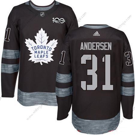 Adidas Herrar Toronto Maple Leafs #31 Frederik Andersen Svart 100th Jubileum Stitched NHL 2017 Hockey Tröjor