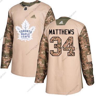 Adidas Herrar Toronto Maple Leafs #34 Auston Matthews Camo Autentisk 2017 Veterans Day Stitched NHL Tröjor