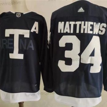 Adidas Herrar Toronto Maple Leafs 34 Auston Matthews Marin 2022 NHL Heritage Klassisk Tröjor