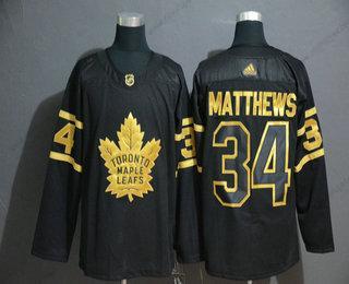 Adidas Herrar Toronto Maple Leafs #34 Auston Matthews Svart Golden Stitched NHL Tröjor