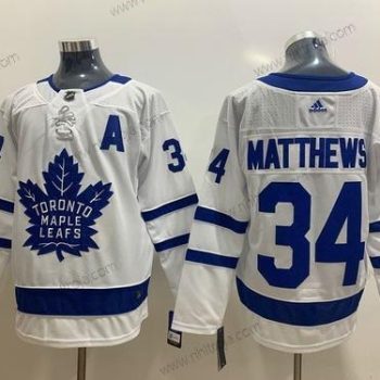 Adidas Herrar Toronto Maple Leafs #34 Auston Matthews Vit With A Patch Stitched NHL Tröjor