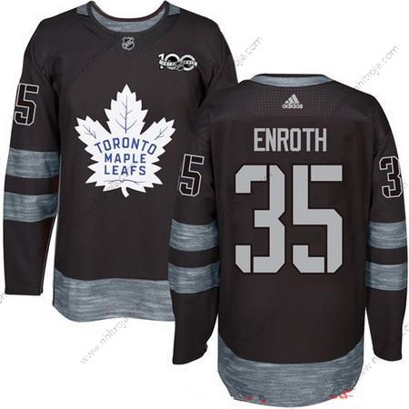 Adidas Herrar Toronto Maple Leafs #35 Jhonas Enroth Svart 100th Jubileum Stitched NHL 2017 Hockey Tröjor