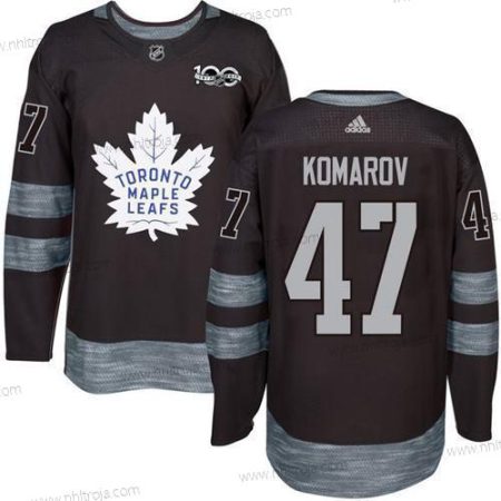 Adidas Herrar Toronto Maple Leafs #47 Leo Komarov Svart 100th Jubileum Stitched NHL 2017 Hockey Tröjor