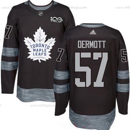 Adidas Herrar Toronto Maple Leafs #57 Travis Dermott Svart 100th Jubileum Stitched NHL 2017 Hockey Tröjor