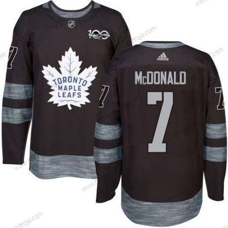 Adidas Herrar Toronto Maple Leafs #7 Lanny Mcdonald Svart 100th Jubileum Stitched NHL 2017 Hockey Tröjor