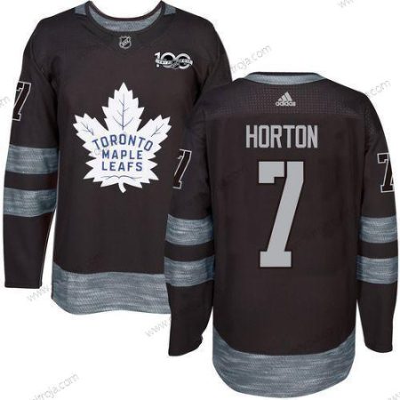 Adidas Herrar Toronto Maple Leafs #7 Tim Horton Svart 100th Jubileum Stitched NHL 2017 Hockey Tröjor