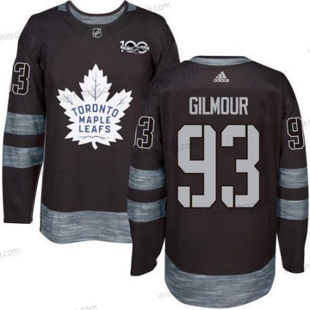 Adidas Herrar Toronto Maple Leafs #93 Doug Gilmour Svart 100th Jubileum Stitched NHL 2017 Hockey Tröjor