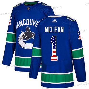 Adidas Herrar Vancouver Canucks #1 Kirk Mclean Blå Autentisk USA Flag Stitched NHL Hemma Tröjor