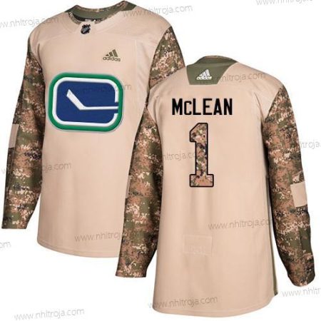 Adidas Herrar Vancouver Canucks #1 Kirk Mclean Camo Autentisk 2017 Veterans Day Stitched NHL Tröjor