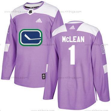 Adidas Herrar Vancouver Canucks #1 Kirk Mclean Lila Autentisk Bekämpar cancer Stitched NHL Tröjor