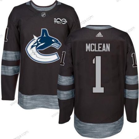 Adidas Herrar Vancouver Canucks #1 Kirk Mclean Svart 100th Jubileum Stitched NHL 2017 Hockey Tröjor