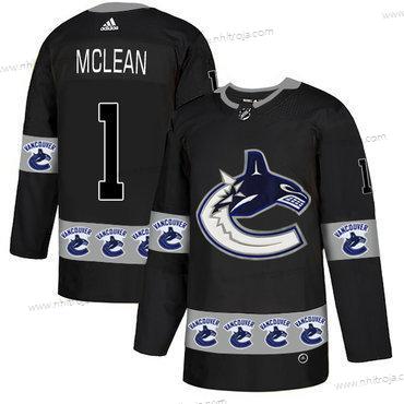 Adidas Herrar Vancouver Canucks #1 Kirk Mclean Svart Team Logos Tröjor