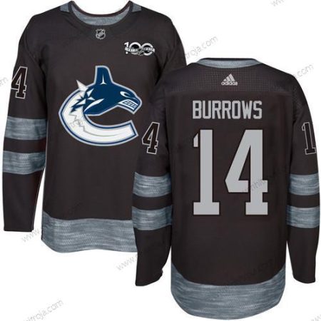 Adidas Herrar Vancouver Canucks #14 Alex Burrows Svart 100th Jubileum Stitched NHL 2017 Hockey Tröjor