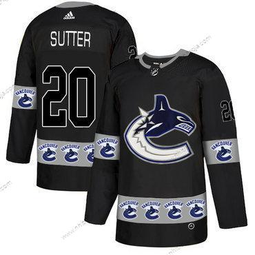 Adidas Herrar Vancouver Canucks #20 Brandon Sutter Svart Team Logos Tröjor