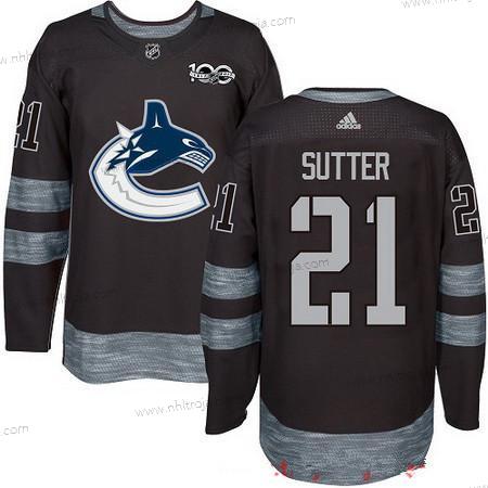 Adidas Herrar Vancouver Canucks #21 Brandon Sutter Svart 100th Jubileum Stitched NHL 2017 Hockey Tröjor