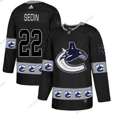 Adidas Herrar Vancouver Canucks #22 Henrik Daniel Sedin Svart Team Logos Tröjor