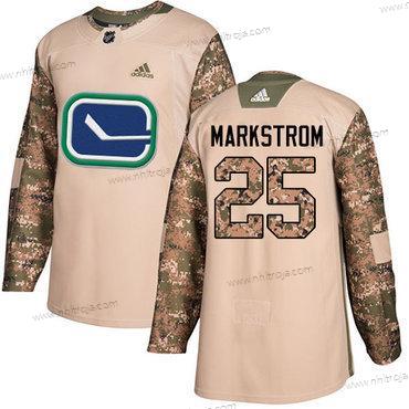 Adidas Herrar Vancouver Canucks #25 Jacob Markstrom Camo Autentisk 2017 Veterans Day Stitched NHL Tröjor