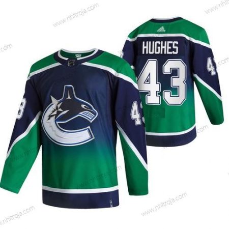 Adidas Herrar Vancouver Canucks #43 Quinn Hughes Grön 2020-21 Omvänd Retro Alternativ NHL Tröjor