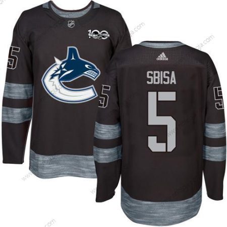 Adidas Herrar Vancouver Canucks #5 Luca Sbisa Svart 100th Jubileum Stitched NHL 2017 Hockey Tröjor